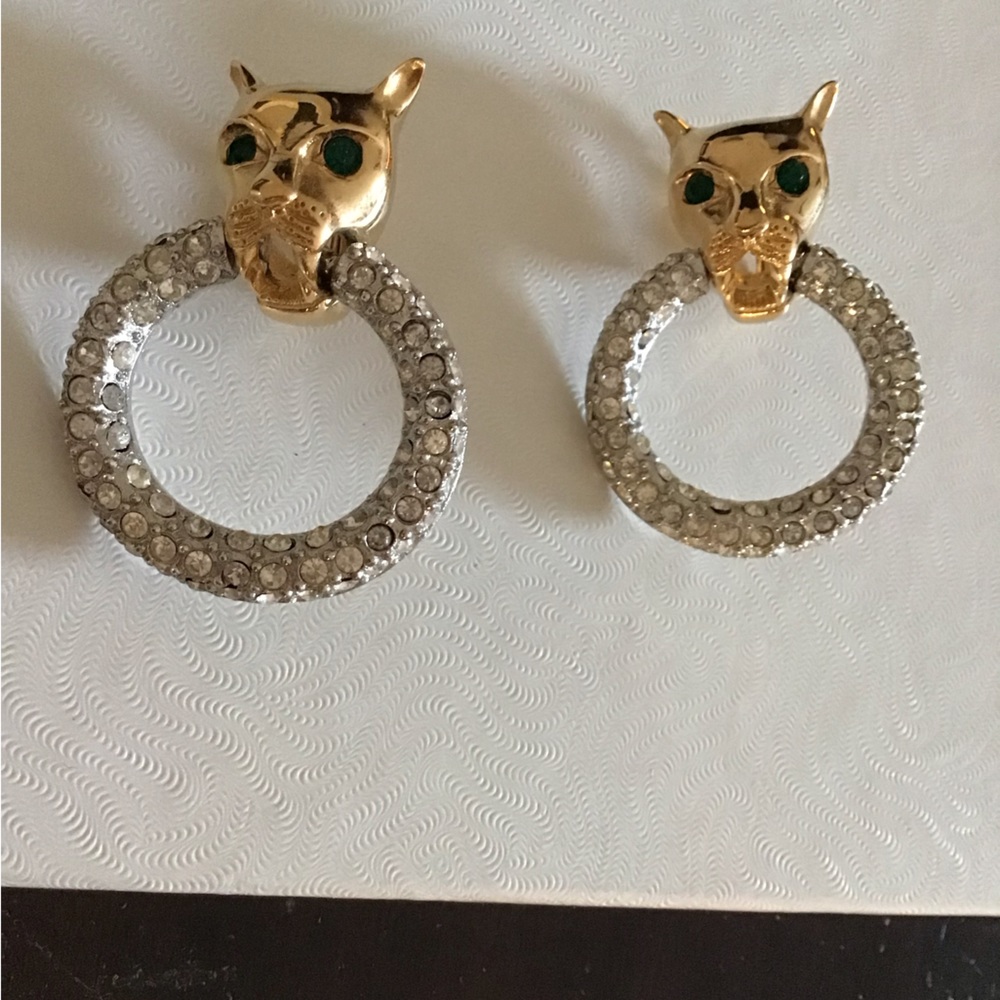 GIVENCHY COLLECTOR PIECE JAGUAR VINTAGE Gold/Silver-tone Metal  Rhinestones Good